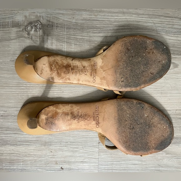 👡 Jimmy Choo sling-back sandals shoes tan sz 40 (10) - VERSATILE & BEAUTIFUL! - Picture 4 of 7
